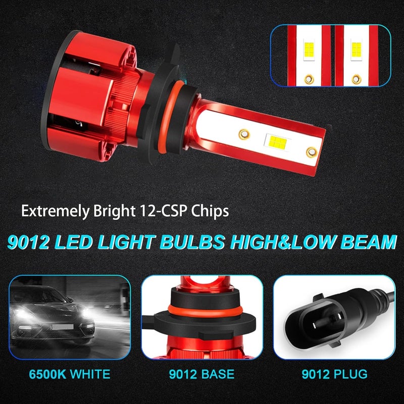 LTZXAP For GMC Acadia 2013-2019 Light Bulbs, 800% Brightness Hi and Lo Beam+Fog Light Bulbs, 6500K White, 36000LM Super Bright, IP68 Waterproof, Superfocused Beam Mode, 4PCS - Image 3